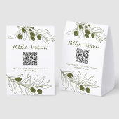 Plaque De Table Olive Green Branches QR code Program (Recto/verso)