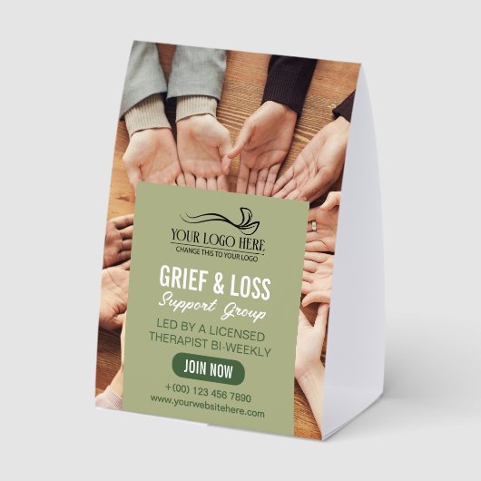 Plaque De Table Olive Green Therapy Counseling Your Logo Here (Verso)