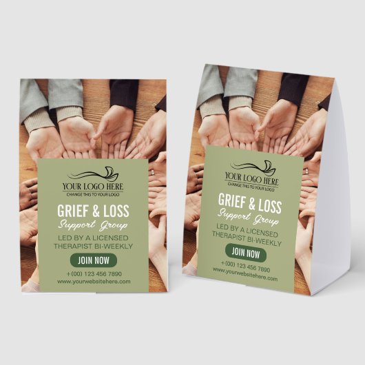 Plaque De Table Olive Green Therapy Counseling Your Logo Here (Recto/verso)