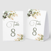 Plaque De Table Olive Leaves Gold Branch Wedding Table Number (Recto/verso)