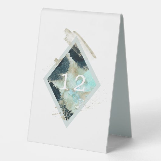 Plaque De Table Ondes D'Aquarelle Numéro De Table Et Menu Mariage (Verso)