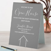 Plaque De Table Open House Custom Real Estate Company Chic Grey (En SItu (Tableau))