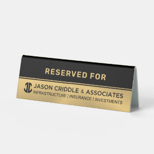 Plaque De Table Or métal et noir - Logo personnalisé -Réservé à