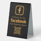 Plaque De Table Or Noir Code QR Facebook pour Entreprise (Verso)