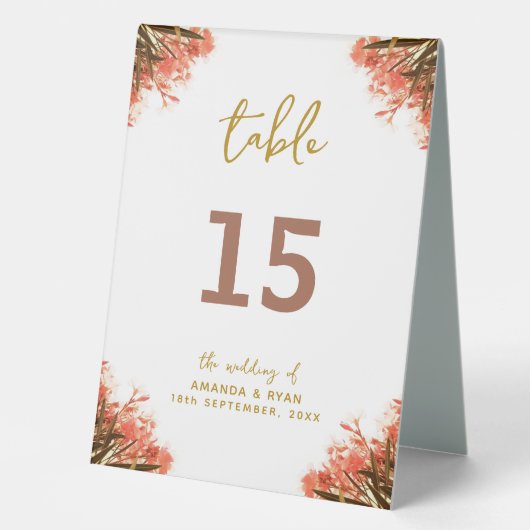 Plaque De Table Orange Oleander Mariage Numéro de table (Recto)
