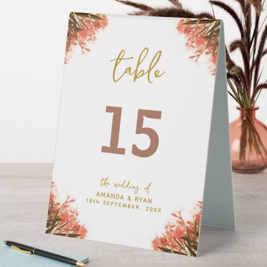 Plaque De Table Orange Oleander Mariage Numéro de table (En SItu (Tableau))