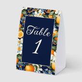 Plaque De Table Oranges Fleurs Blanches Bleu Marine Numéro de Tabl (Verso)