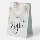 Plaque De Table Orchidées blanches et violettes élégantes | MARIAG (Verso)