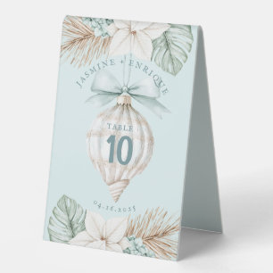 Plaque De Table Ornement Sea Shell Mariage de plage d'hiver