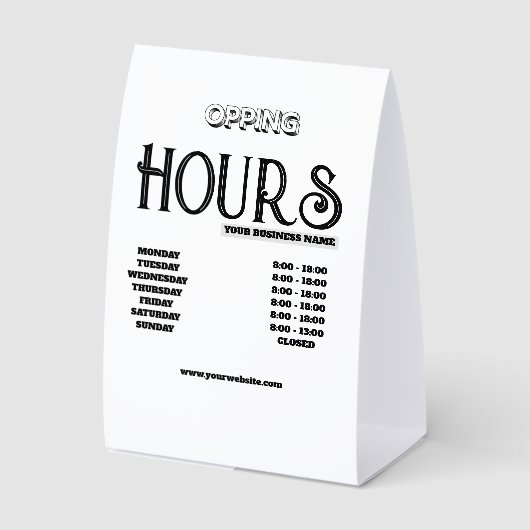 Plaque De Table Ouverture d'entreprise avec logo noir minimal mode (Recto)