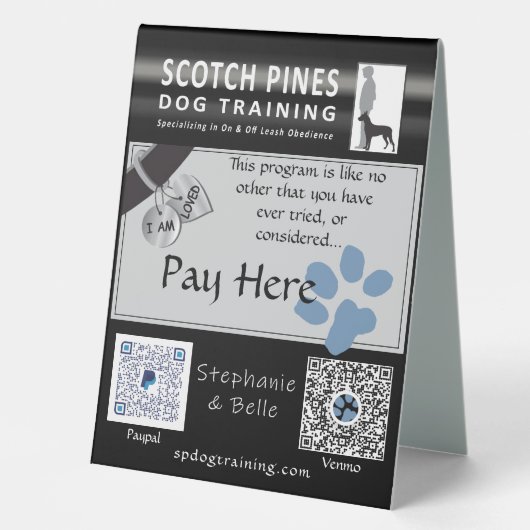 Plaque De Table Paie de formation de chien SP ici Table Top Sign (Recto)