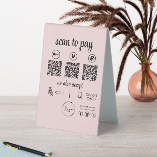 Plaque De Table Paiement de code QR - Logo d'entreprise de numéris (En SItu (Tableau))