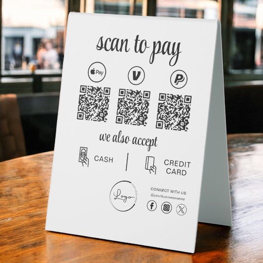 Plaque De Table Paiement de code QR - Logo d'entreprise de numéris
