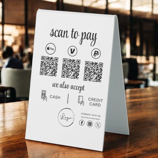 Plaque De Table Paiement de code QR - Logo d'entreprise de numéris