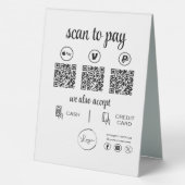 Plaque De Table Paiement de code QR - Logo d'entreprise de numéris (Verso)