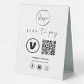 Plaque De Table Paiement de code QR - Logo d'entreprise de numéris (Verso)