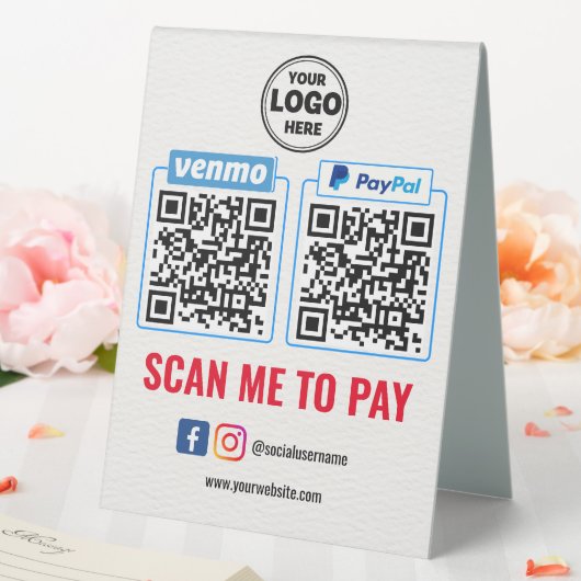 Plaque De Table Paiement de code QR | Venmo Paypal Scan to Pay (In SItu (Mariage))