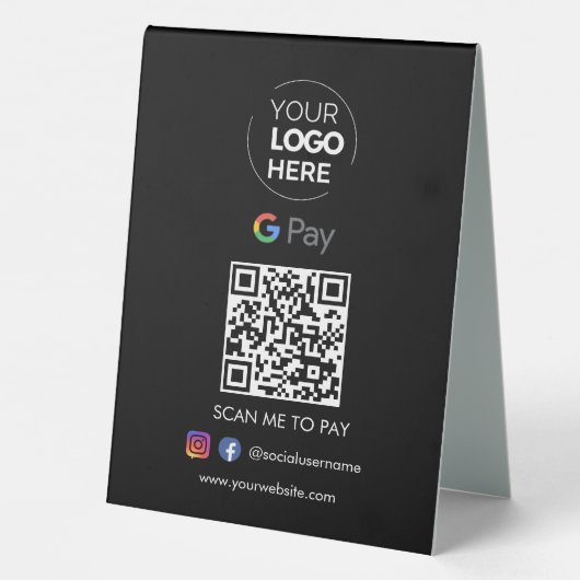 Plaque De Table Paiement du code QR de Google Pay | Numériser pour (Verso)