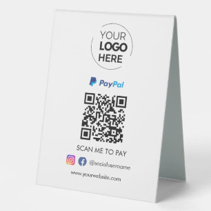 Plaque De Table Paiement du code QR Paypal Analyser pour payer l