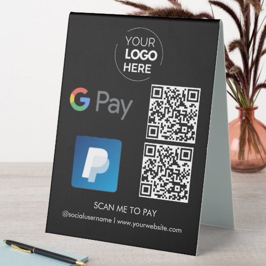Plaque De Table Paiement du code QR Paypal G | Numériser pour paye (En SItu (Tableau))