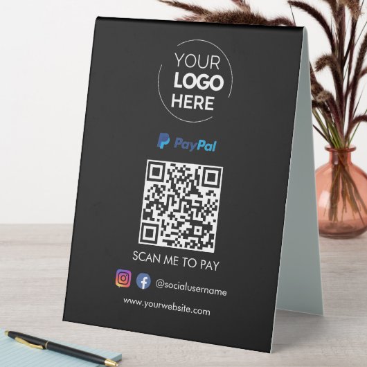 Plaque De Table Paiement du code QR Paypal | Numériser pour payer (En SItu (Tableau))