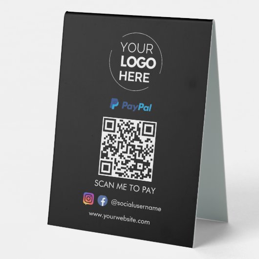 Plaque De Table Paiement du code QR Paypal | Numériser pour payer (Verso)