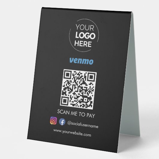 Plaque De Table Paiement du code QR Venmo | Numériser pour payer n (Recto)