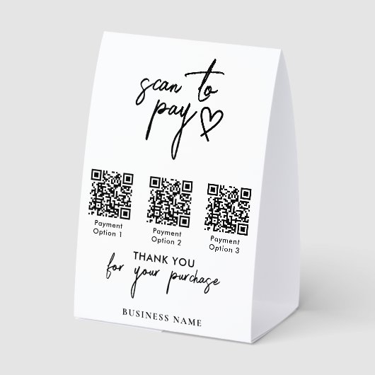 Plaque De Table Paiement par code QR de numérisation moderne (Verso)