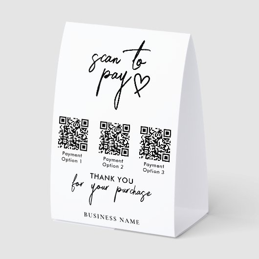 Plaque De Table Paiement par code QR de numérisation moderne (Recto)