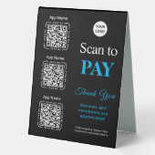 Plaque De Table Paiement par code QR - Logo de l'entreprise pour p (Verso)