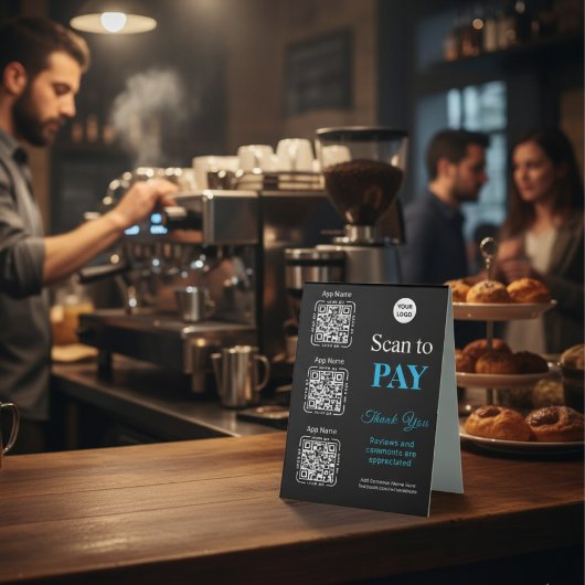 Plaque De Table Paiement par code QR - Logo de l'entreprise pour p