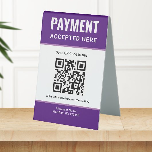 Plaque De Table Paiement par code QR Scan to Pay du portefeuille é