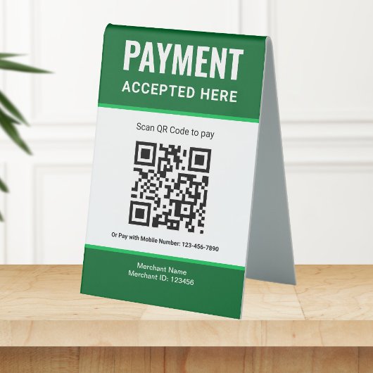 Plaque De Table Paiement par code QR Scan to Pay du portefeuille é