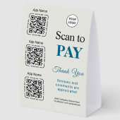 Plaque De Table Paiement par code QR - Tableau de logo d'entrepris (Arrière)