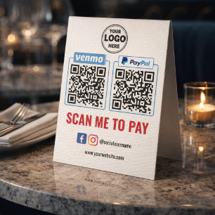 Plaque De Table Paiement par Code QR Venmo Paypal Scannez pour P