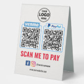 Plaque De Table Paiement par Code QR | Venmo Paypal Scannez pour P (Recto)