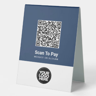 Plaque De Table Paiement QR Code sans contact avec logo d'entrepri