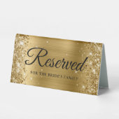 Plaque De Table Pailleté Réservé Feuille d'Or (Recto)