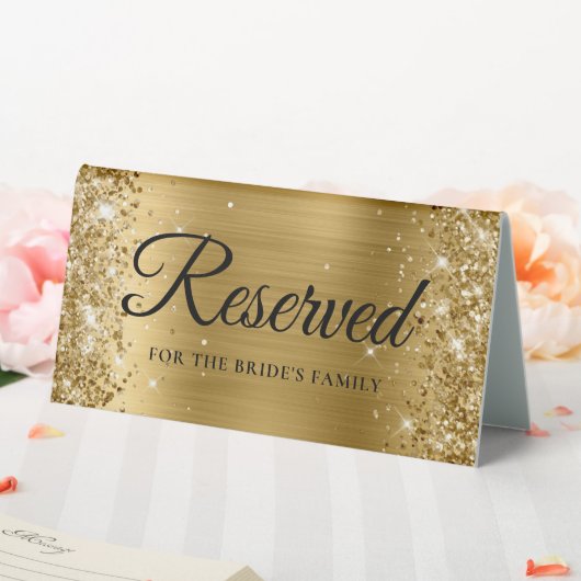 Plaque De Table Pailleté Réservé Feuille d'Or (In SItu (Mariage))