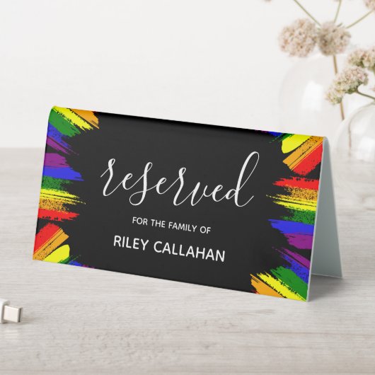 Plaque De Table Paint Strokes Pride Drapeau LGBT Réservé Mariage (En SItu (Tableau))