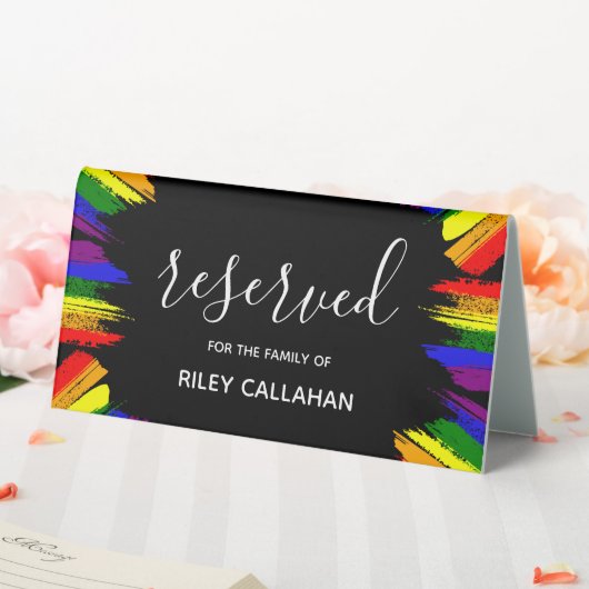 Plaque De Table Paint Strokes Pride Drapeau LGBT Réservé Mariage (In SItu (Mariage))