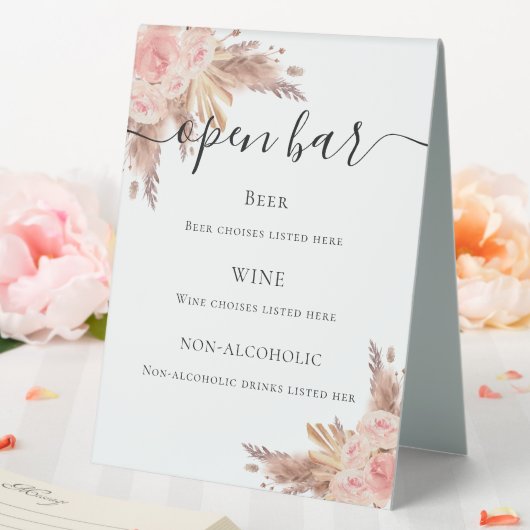 Plaque De Table Pampas herbe brush rose menu (In SItu (Mariage))