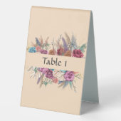 Plaque De Table Pancarte de table de mariage élégante florale boho (Verso)
