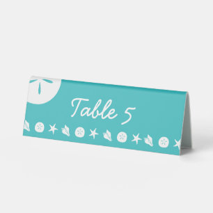 Plaque De Table Pancarte de table turquoise pour coquillages d'été