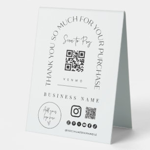 Plaque De Table Pancarte de tente de table de code QR de paiement
