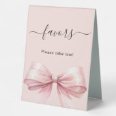 Plaque De Table Pancarte faveur arc rose (Verso)