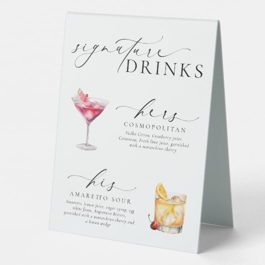 Plaque De Table Panneau boisson Ellesmere Modern Minimal Signature (Verso)