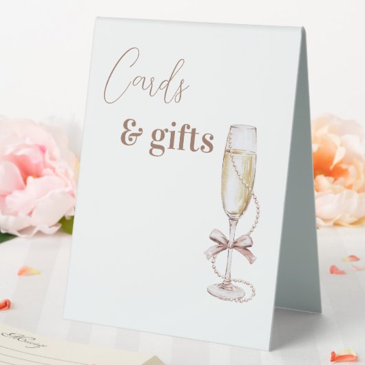 Plaque De Table Panneau Cartes et cadeaux Champagne et Perles (In SItu (Mariage))