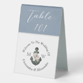 Plaque De Table Panneau d'Ancre Mariage bleu bleu foncé (Verso)