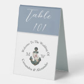 Plaque De Table Panneau d'Ancre Mariage bleu bleu foncé (Recto)